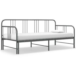 vidaXL Cadru pat canapea extensibilă, gri, 90 x 200 cm, metal imagine