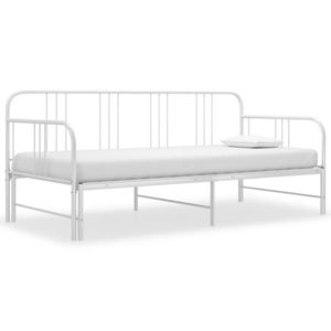 vidaXL Cadru pat canapea extensibilă, alb, 90 x 200 cm, metal imagine