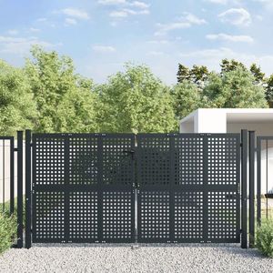 vidaXL Poartă de grădină, antracit, 300x175 cm, oțel imagine