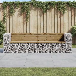 vidaXL Bancă de grădină cu gabion, 244x71x65, 5 cm, lemn pin impregnat imagine