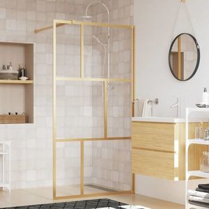 vidaXL Paravan duș walk-in, auriu, 100x195 cm, sticlă ESG transparentă imagine