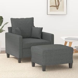 vidaXL Fotoliu canapea cu taburet, gri închis, 60 cm, textil imagine