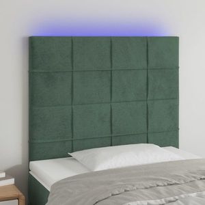 vidaXL Tăblie de pat cu LED, verde închis, 100x5x118/128 cm, catifea imagine