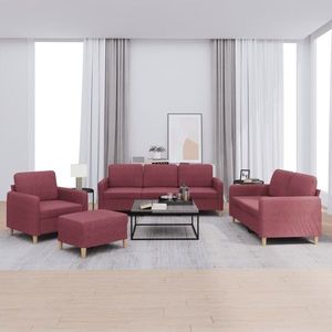 vidaXL Set canapea cu perne, 4 piese, roșu vin, material textil imagine
