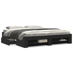 vidaXL Cadru de pat, negru, 200x200 cm, lemn prelucrat imagine