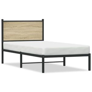 vidaXL Cadru de pat metalic cu tăblie, stejar sonoma, 80x200 cm imagine