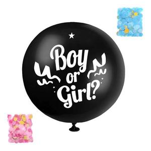 Balon Gender Reveal Teno®, pentru Petreceri/Evenimente/Botezuri, confetti in 2 culori, negru imagine