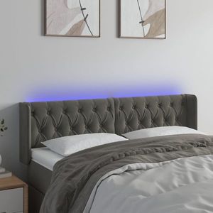 vidaXL Tăblie de pat cu LED, gri închis, 147x16x78/88 cm, catifea imagine