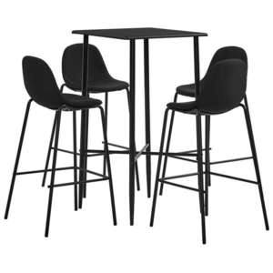 vidaXL Set mobilier de bar, 5 piese, negru, material textil imagine