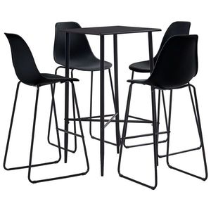 vidaXL Set mobilier de bar, 5 piese, negru, plastic imagine