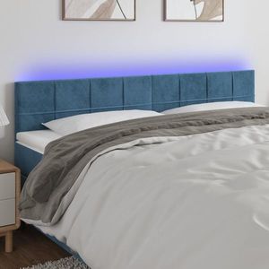 vidaXL Tăblie de pat cu LED, albastru închis, 180x5x78/88 cm, catifea imagine