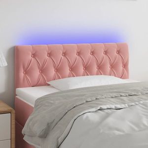 vidaXL Tăblie de pat cu LED, roz, 90x7x78/88 cm, catifea imagine