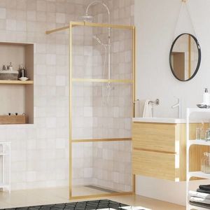 vidaXL Paravan de duș walk-in auriu, 90x195 cm sticlă ESG transparentă imagine