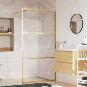 vidaXL Paravan duș walk-in, auriu, 100x195 cm, sticlă ESG transparentă imagine