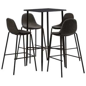 vidaXL Set mobilier de bar, 5 piese, gri închis, material textil imagine