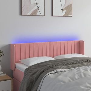 vidaXL Tăblie de pat cu LED, roz, 147x16x78/88 cm, catifea imagine