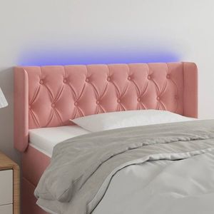 vidaXL Tăblie de pat cu LED, roz, 93x16x78/88 cm, catifea imagine