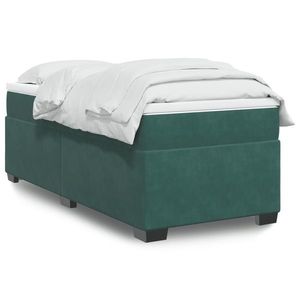 vidaXL Pat box spring cu saltea, verde închis, 90x190 cm, catifea imagine