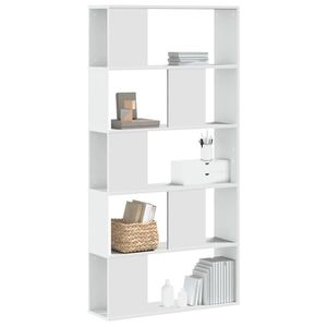 vidaXL Bibliotecă cu 5 niveluri, alb 80, 5x23, 5x162, 5 cm lemn prelucrat imagine