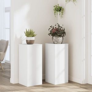 vidaXL Suporturi de plante, 2 buc., alb, 30x30x70 cm, lemn prelucrat imagine