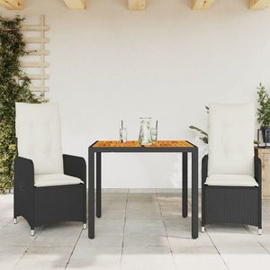 vidaXL Set mobilier de bistro, 3 piese, negru, poliratan imagine