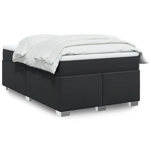 vidaXL Pat continental cu saltea, negru, 120x200 cm, piele ecologică imagine