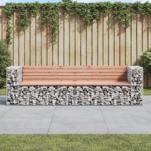 vidaXL Bancă de grădină cu gabion, 244x71x65, 5 cm, lemn masiv Douglas imagine