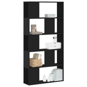 vidaXL Bibliotecă cu 5 niveluri negru 80, 5x23, 5x162, 5cm lemn prelucrat imagine