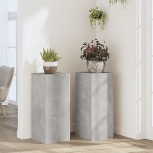 vidaXL Suport de plante, 2 buc., gri beton, 30x30x70 cm lemn prelucrat imagine