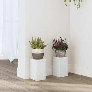 vidaXL Suporturi de plante, 2 buc., alb, 10x10x18 cm, lemn prelucrat imagine