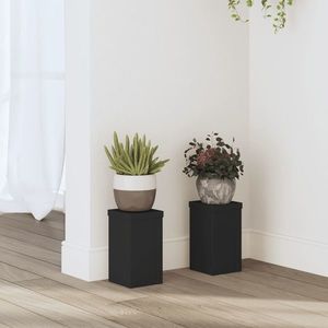 vidaXL Suporturi de plante, 2 buc., negru, 10x10x18 cm, lemn prelucrat imagine