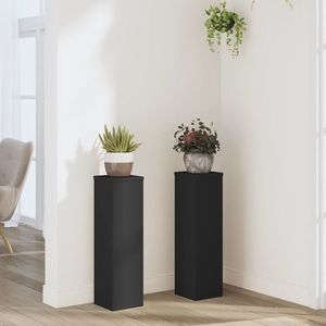 vidaXL Suporturi de plante, 2 buc., negru, 17x17x60 cm, lemn prelucrat imagine