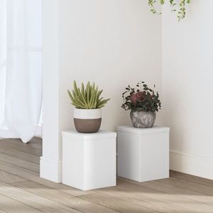 vidaXL Suporturi de plante, 2 buc., alb, 15x15x20 cm, lemn prelucrat imagine