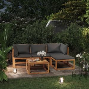 Set mobilier de gradina cu perne, 5 piese, lemn masiv de acacia imagine