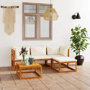 Set mobilier de gradina cu perne, 5 piese, lemn masiv de acacia imagine