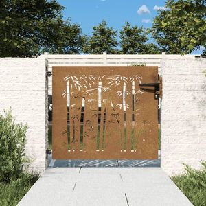 vidaXL Poartă pentru grădină, 85x100 cm, oțel corten, model bambus imagine