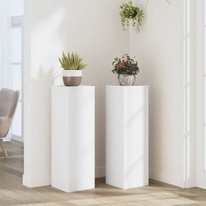 vidaXL Suporturi de plante, 2 buc., alb, 25x25x80 cm, lemn prelucrat imagine