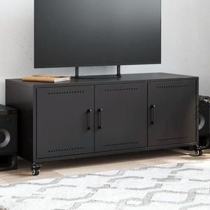 vidaXL Dulap TV, negru, 100, 5x39x43, 5 cm, oțel laminat la rece imagine