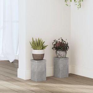 vidaXL Suport de plante, 2 buc., gri beton, 10x10x18 cm lemn prelucrat imagine