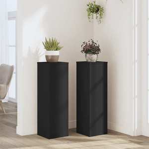 vidaXL Suporturi de plante, 2 buc., negru, 25x25x80 cm, lemn prelucrat imagine