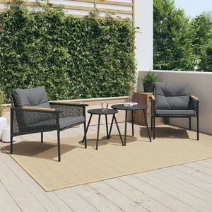 vidaXL Set mobilier de balcon, 4 piese, cu perne, negru, oțel imagine