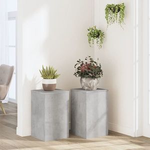 vidaXL Suport de plante, 2 buc., gri beton, 30x30x50 cm lemn prelucrat imagine