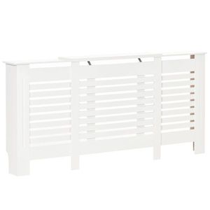 HOMCOM Masca Calorifer Reglabila din MDF si Lemn Alb 140-202x19x82.5 cm Design Modern pentru Acoperire Radiator | Aosom Romania imagine