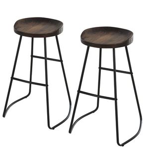 HOMCOM Set 2 Scaune de Bar Stil Industrial cu Design Ergonomic Maro 49.5x44x71 cm | Aosom Romania imagine