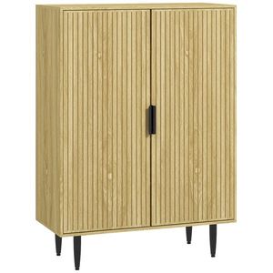 HOMCOM Dulap de Depozitare pentru Pantofi, Dulap pentru Intrare pe 5 Niveluri cu Rafturi Reglabile și Picioare Metalice, 80x38x110 cm, Stejar imagine