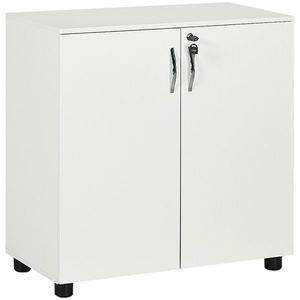 HOMCOM Mobilier de birou multifunctional cu Incuietoare, Dulapior pentru documente cu 2 usi si Raft interior, din Lemn, Alb, 80x40x80cm imagine