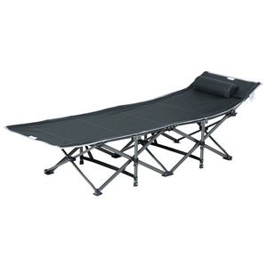 Outsunny Pat Pliabil cu Buzunare de Depozitare si Geanta pentru Transport, Pat de Camping Capitonat si Inaltat, 188x64.5x53 cm, Gri | Aosom Romania imagine