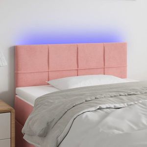 vidaXL Tăblie de pat cu LED, roz, 90x5x78/88 cm, catifea imagine