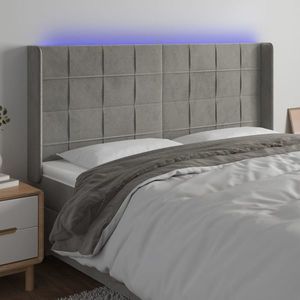 vidaXL Tăblie de pat cu LED, gri deschis, 163x16x118/128 cm, catifea imagine