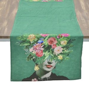 Traversa de masa Frida Kahlo, InArt, 40x140 cm, poliester, verde imagine